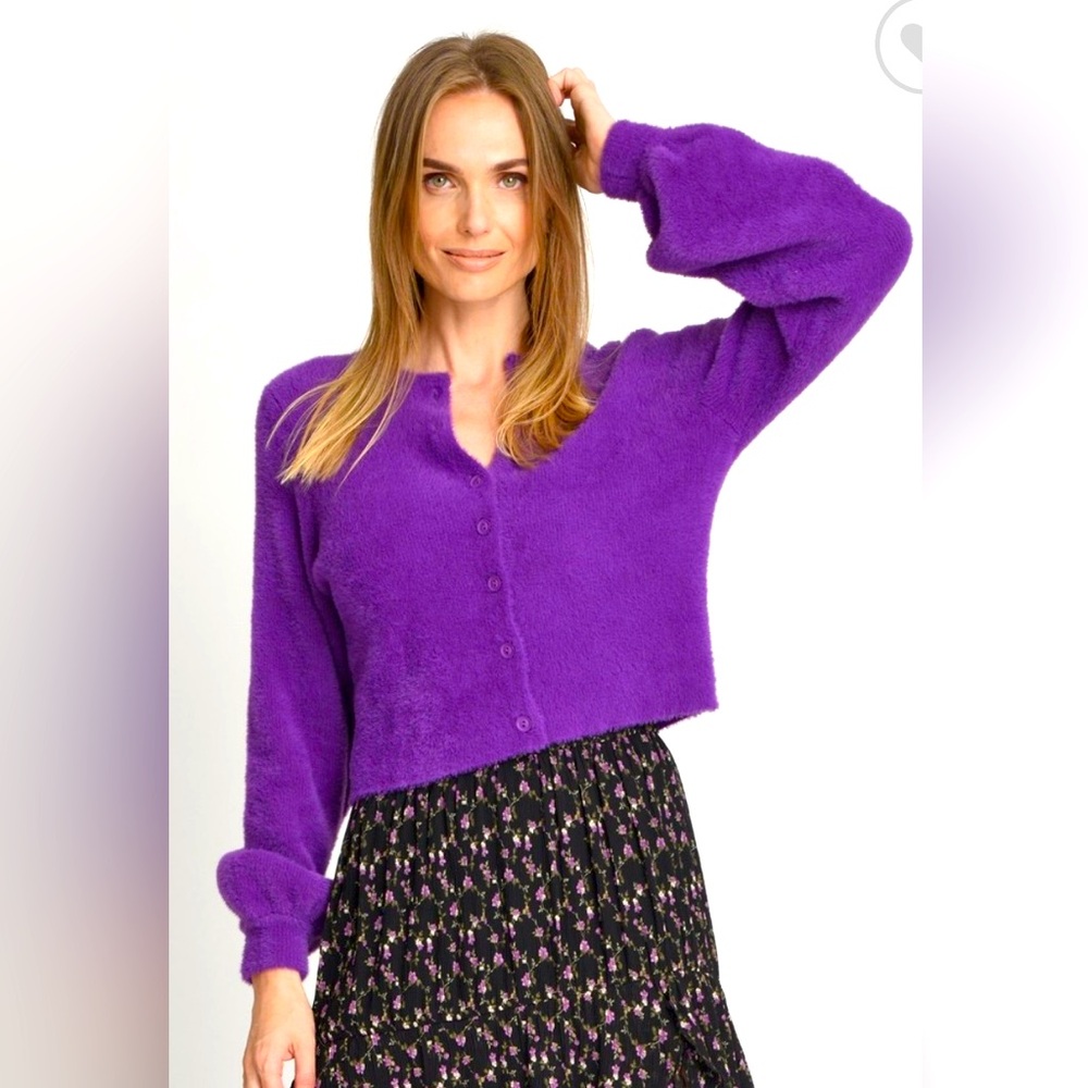 Women Muche & Muchette Jumpers & Cardigans Ralphy Purple Plush Cardigan Size Sm.